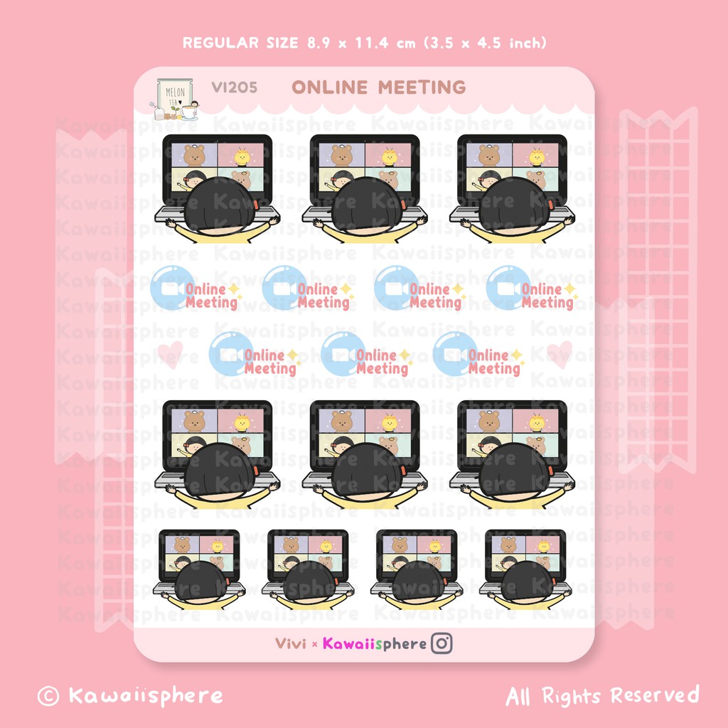 

Online Meeting | VI205 Kawaiisphere Journal / Ring Binder Sticker | Stiker Work From Home