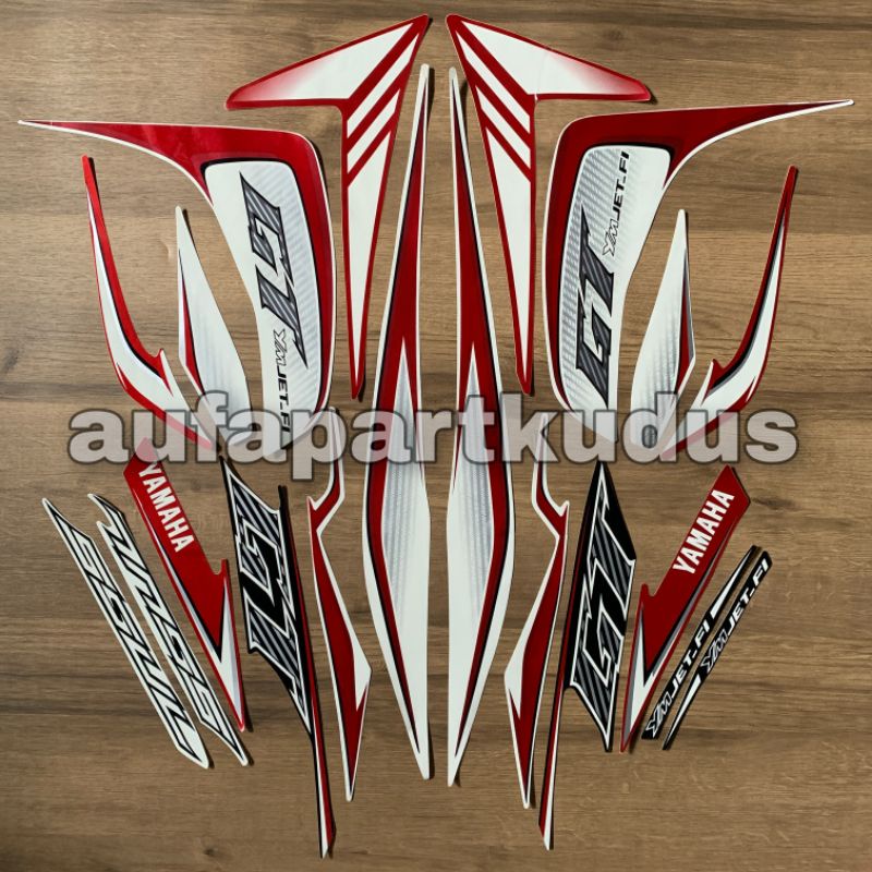 Stripping strip stiker sticker lis polet body Yamaha Mio Soul GT Street thn.2013 Putih Merah stripin