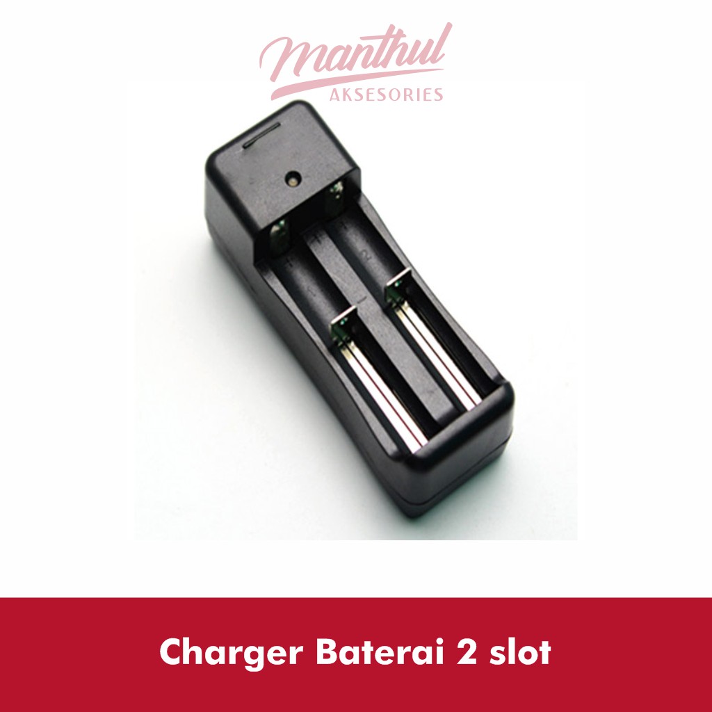 Desktop Universal Charger Baterai 2 Slot 18650 /Senter/ Vape