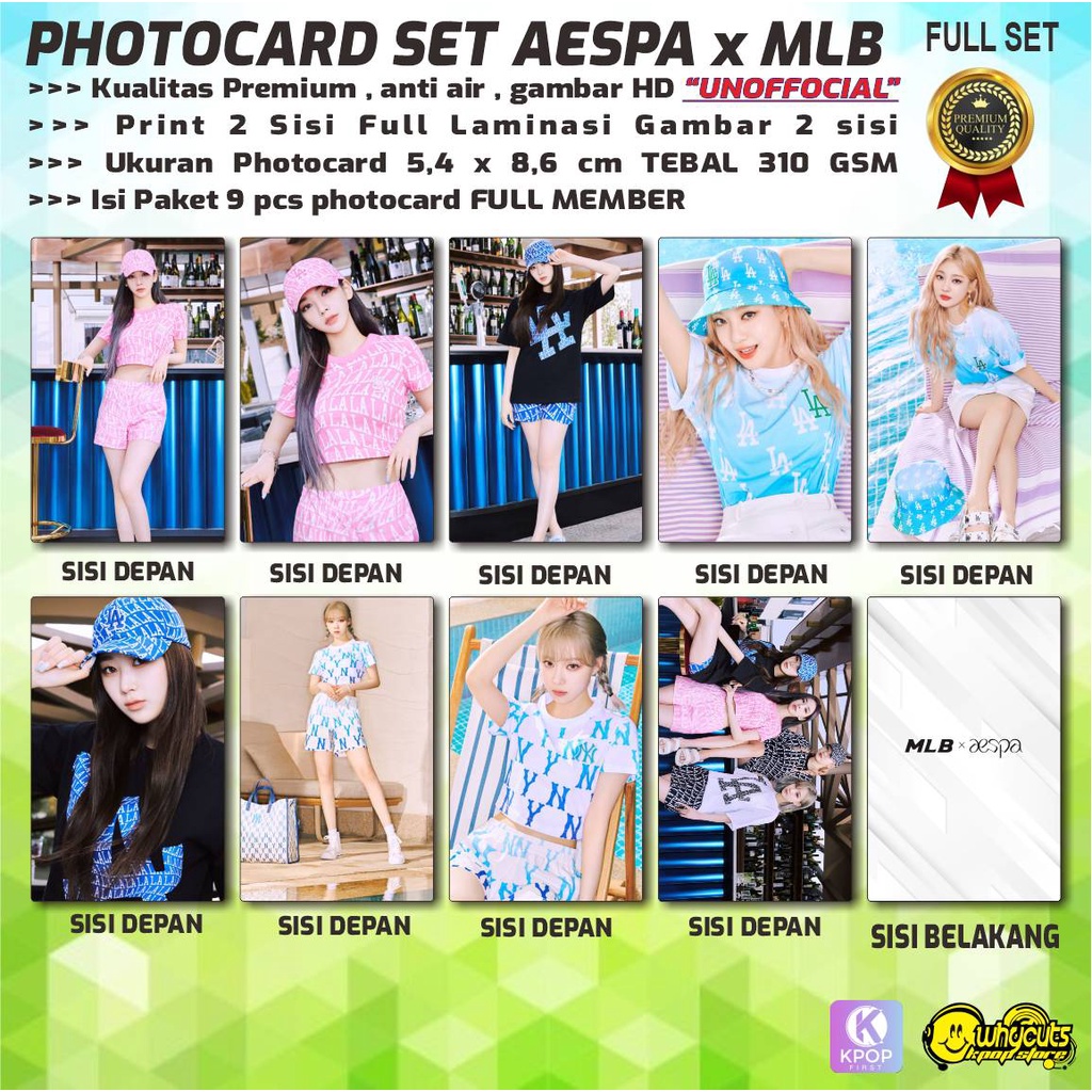 PHOTOCARD SET PC UNOFFICIAL AESPA  MLB KOREA  DREAM COME TRUE  SMCU  PRINT 2 SISI FULL LAMINASI GLOSSY ANTI AIR FULL SET