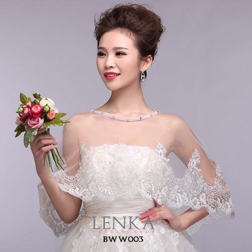 [SIAP KIRIM] AKSESORIS BOLERO LACE RENDA PUTIH PENGANTIN WANITA BWW003