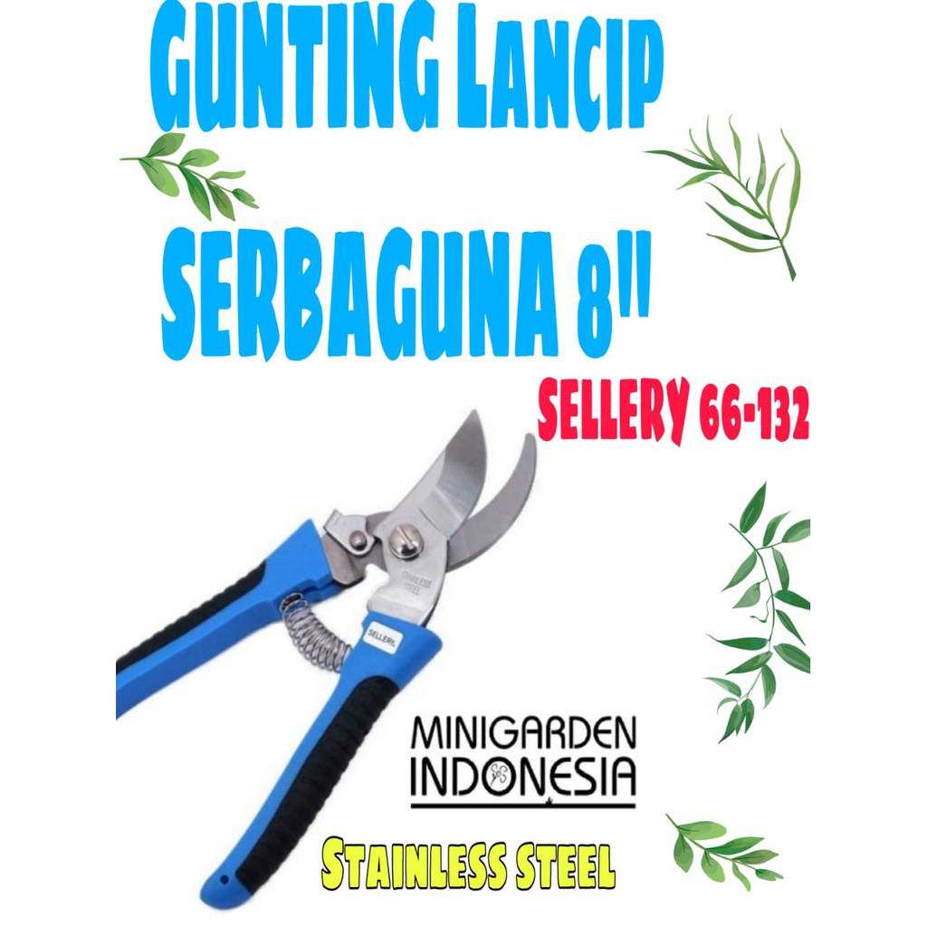 GUNTING DAHAN SELLERY 66-132 gunting serbaguna stainless gunting stek ranting bunga multi purpose scissors 8''