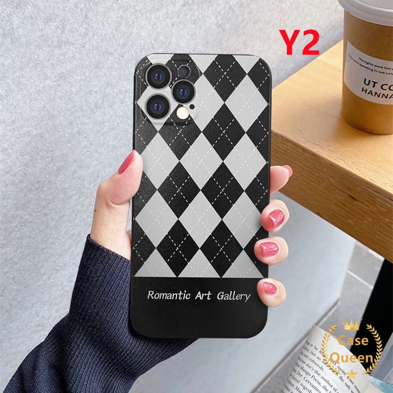 Ins Style Case Iphone 11 13 12 Pro Xr X Xs Max Se 2020 Iphone 6 7 8 Plus Max Black Lattice Matte Soft Silicone Phone Cover