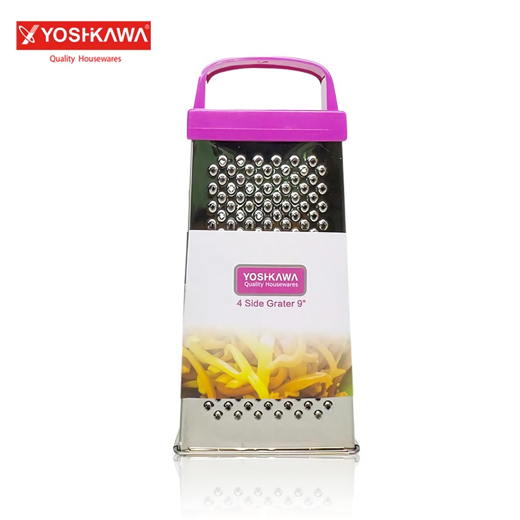 

YOSHIKAWA Parutan Keju 4 Sisi Grater Stailess Steel EVL-AG57B011-9 Ungu
