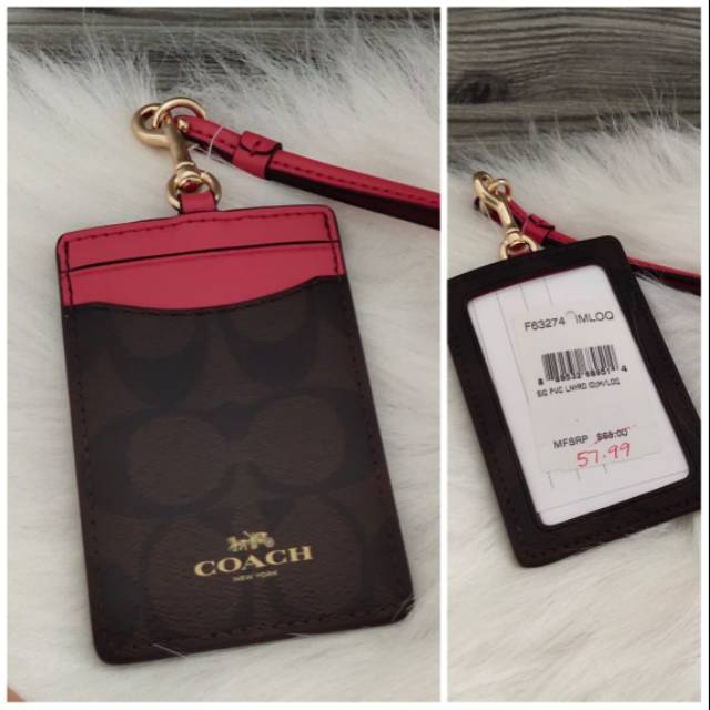 

COACH ID Lanyard Sign Mahogany Strawberry, Ruby Red New Original