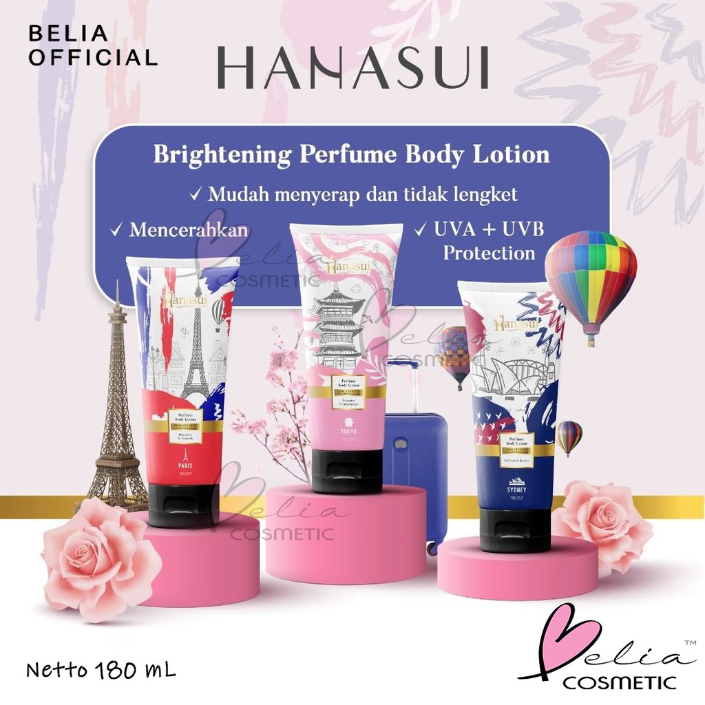 ❤ BELIA ❤ HANASUI Perfume Body Lotion 180mL UVA UVB Protection | Sydney Tokyo Paris parfum losyen