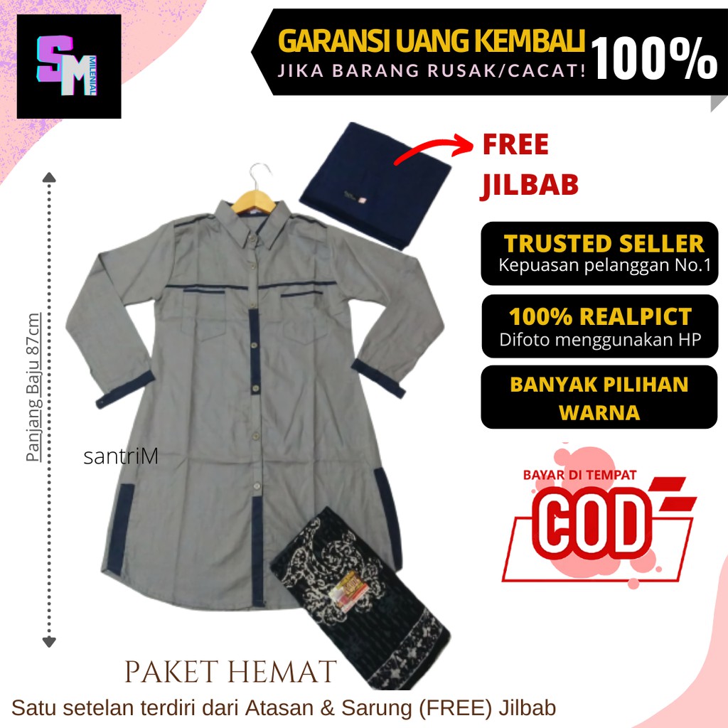 setelan santri putri baju santri putri tunik santri kemeja tunik set muslim wanita kekinian atasan