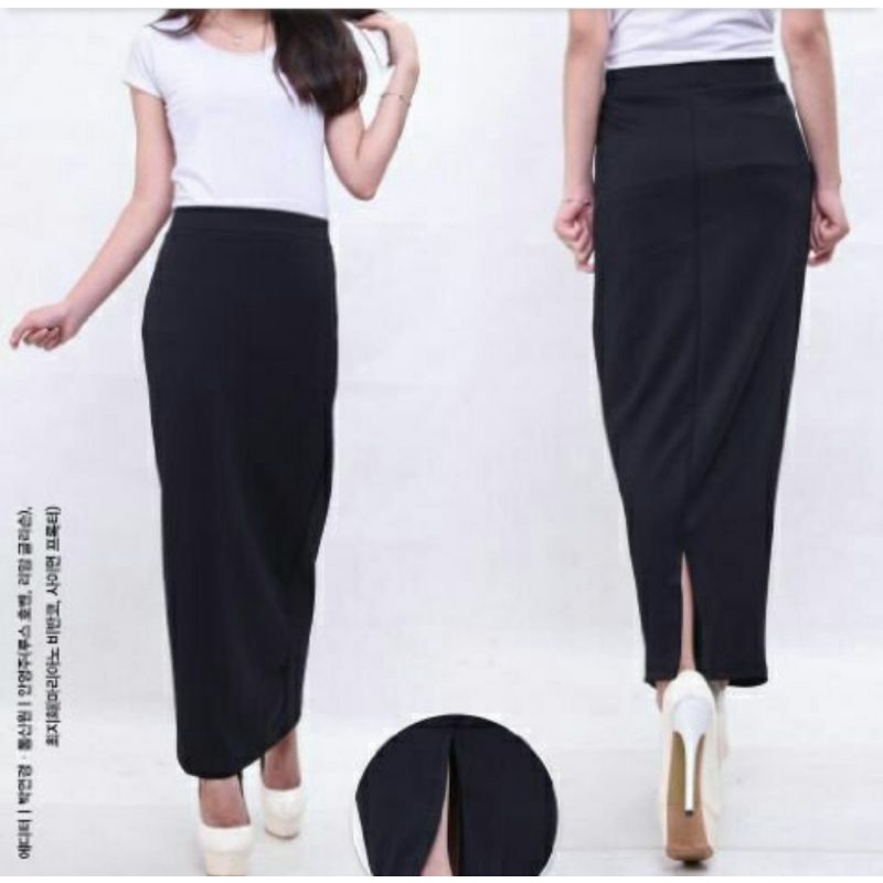 ROK SPAN SCUBA PREMIUM/ROK KERJA FORMAL/ROK SPAN HITAM PUTIH