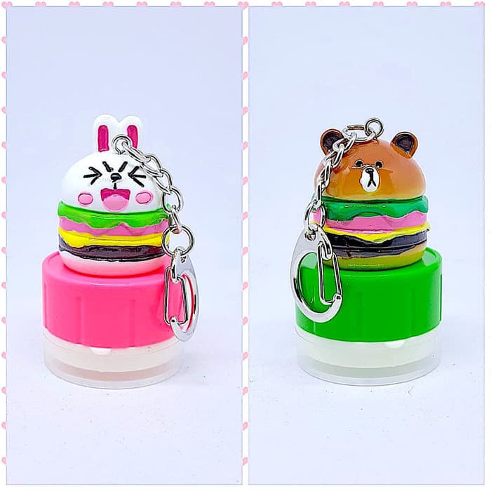 

custom stamp / stempel nama Gantungan kunci karakter Burger Line