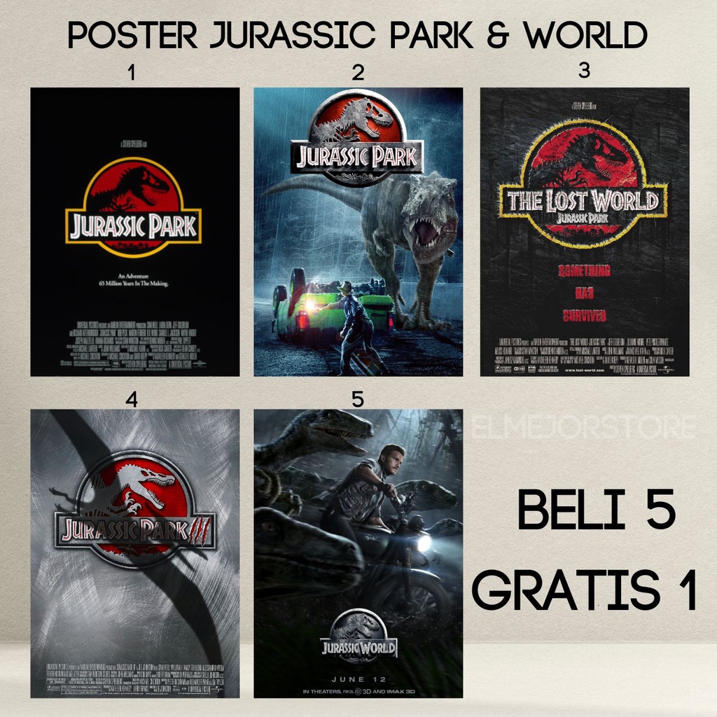 Poster Jurassic Park Jurassic World Chris Pratt Poster Film Hiasan Dinding Wall Decoration Murah