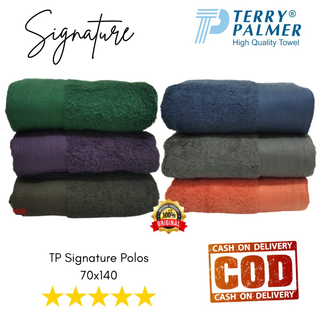 Handuk Mandi Terry Palmer Signature Polos Emboss Grade A 70 X140 Halus Daya Serap Air Tinggi