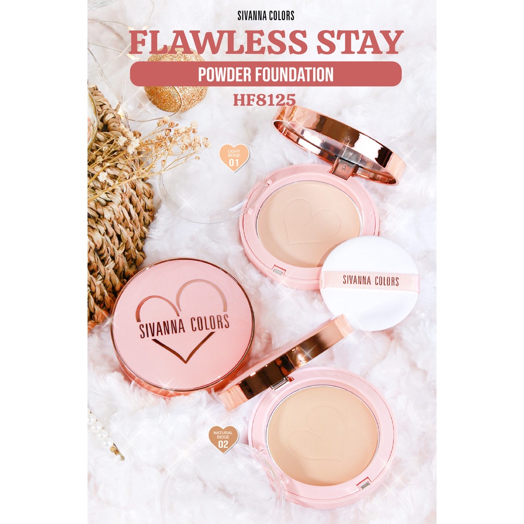 SIVANNA COLORS FLAWLESS STAY POWDER FOUNDATION HF8125/BEDAK WAJAH/MAKEUP WAJAH/KOSMETIK WAJAH