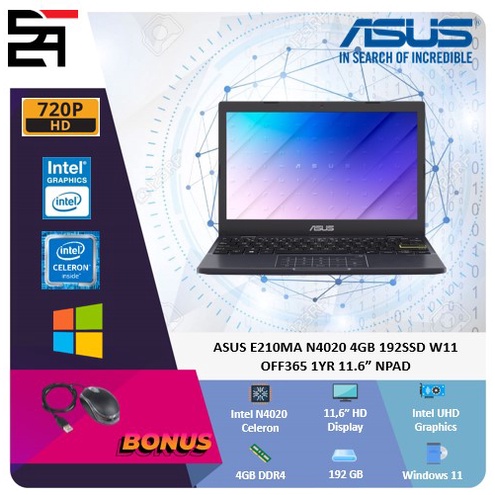 Laptop Asus Vivobook L510MA /L410MA INTEL N4020 RAM 4GB 256GB 15.6FHD W10 SLIM BEST SELLER-2