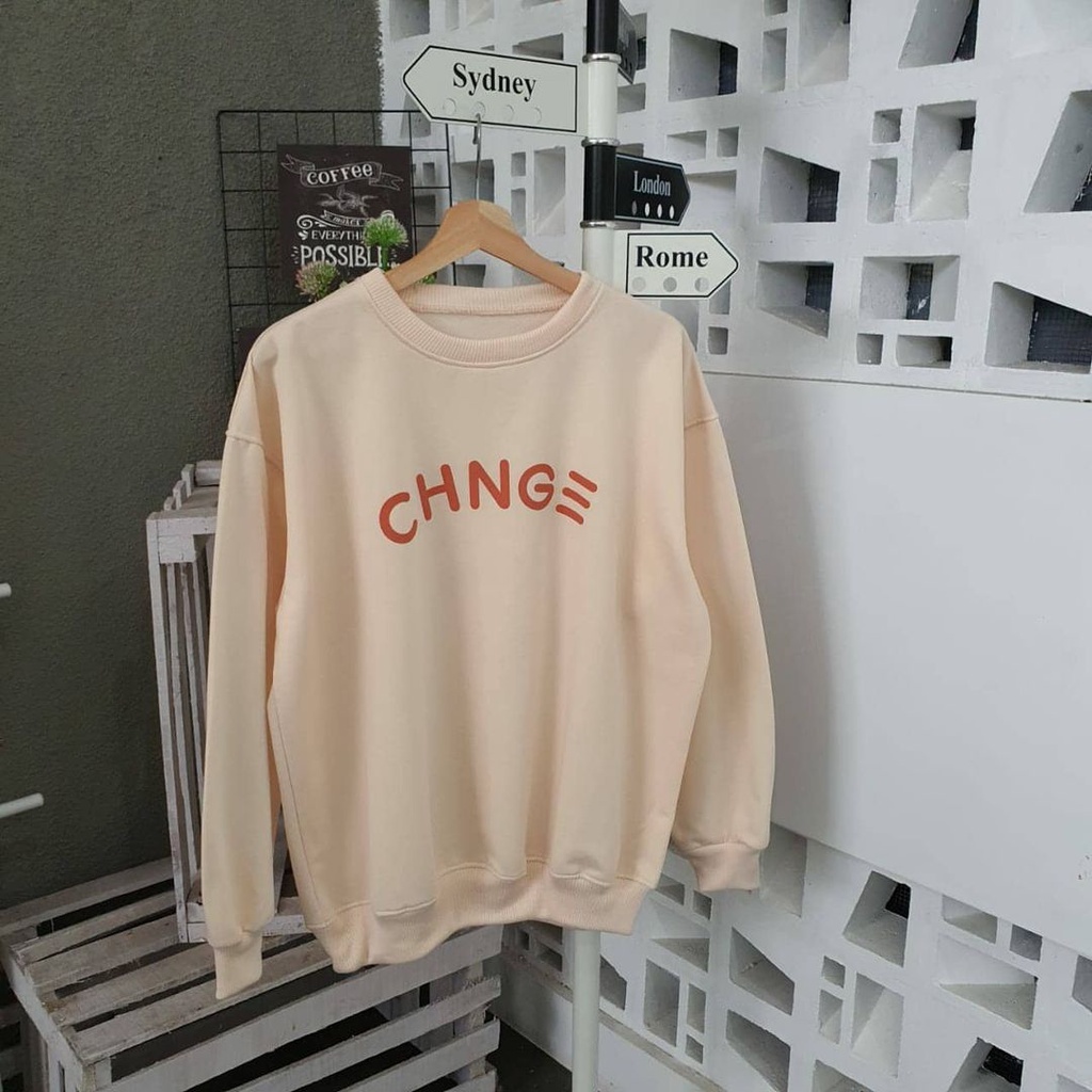 Change Sweater Remaja Pria Wanita Sweatshirt XXL Gaya Trendy Bahan Fleece