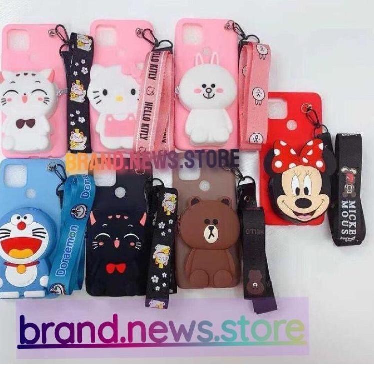 REALME C25 C1 C2 C11 C12 C15 C17 7i CASE KARAKTER DISNEY DOMPET KOIN + GANTUNGAN TALI HP