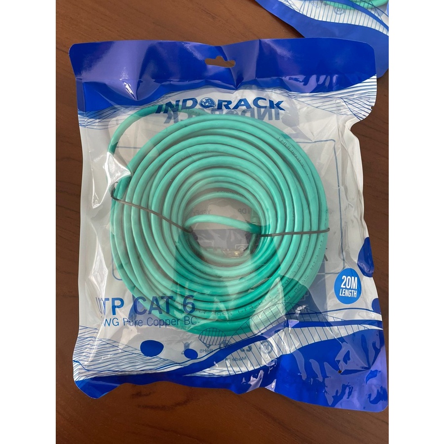 INDORACK PATCH CORD UTP CAT 6 - KABEL LAN CAT6 20 METER HIJAU