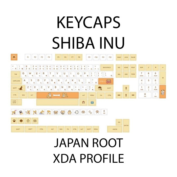 KEYCAPS SHIBA INU XDA PROFILE JAPAN ROOT SUBLIM MECHANICAL KEYBOARD