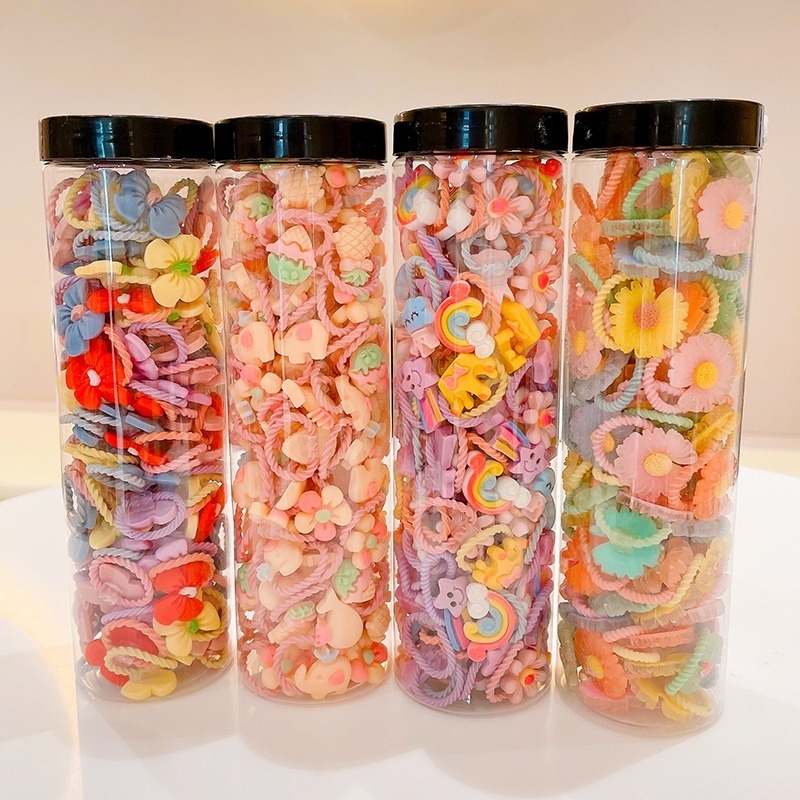 Set Ikat Rambut Ponytail Elastis Bahan Karet Gaya Korea Untuk Bayi