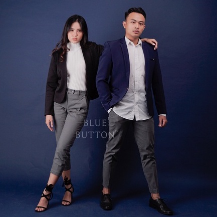 BlueButton X Korz Celana Baggy Panjang Wanita Stretch Casual Kantor Formal Kerja - Dark Grey