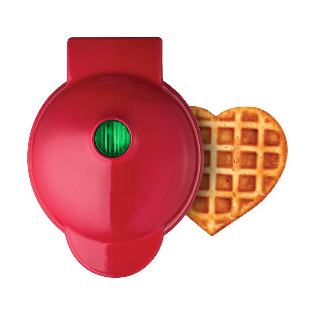 Waffle Mini Maker Model Hati Love Electric Toaster Panggang Non-Stick 350W 4Inch