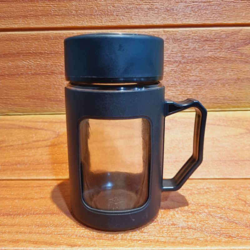 Mug Tutup Thermos 450ml / Mug Kaca / Gelas Tutup Kaca Murah / Gelas Kaca Motif Thermos / Cangkir Kaca