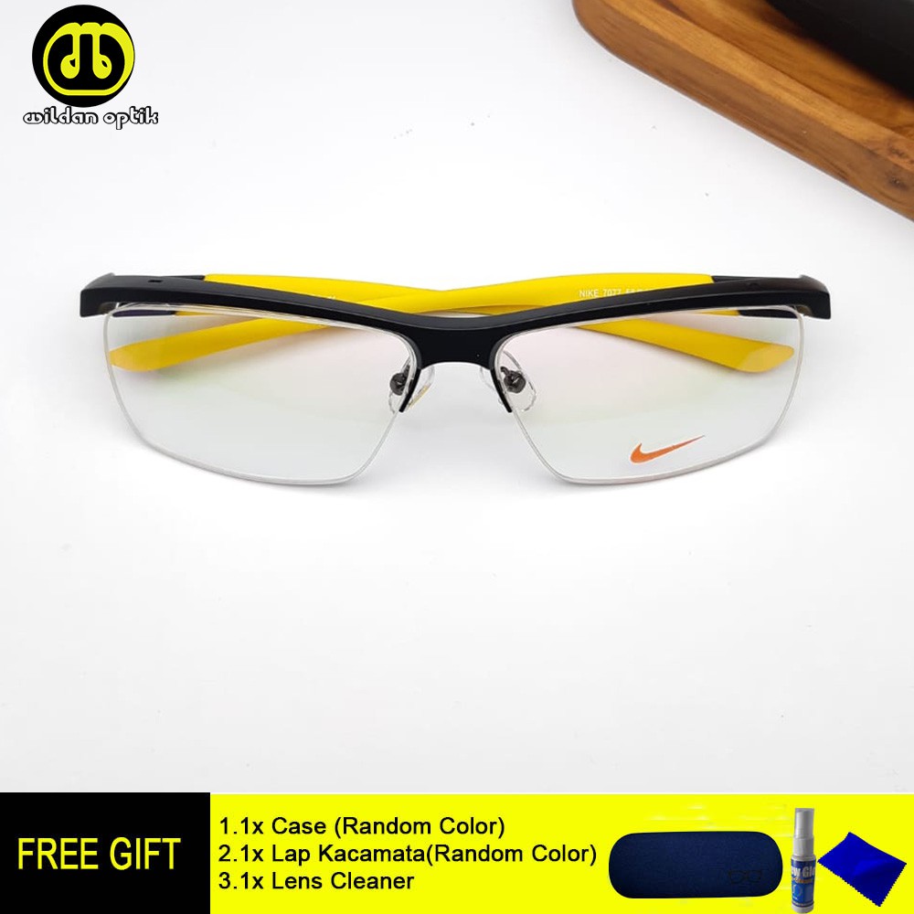 PAKET KACAMATA(FRAME+LENSA) HALF FRAME NIKE 7077 ANTI UV/BLUERAY/PHOTOCHROMIC/BLUECHROMIC TERMURAH