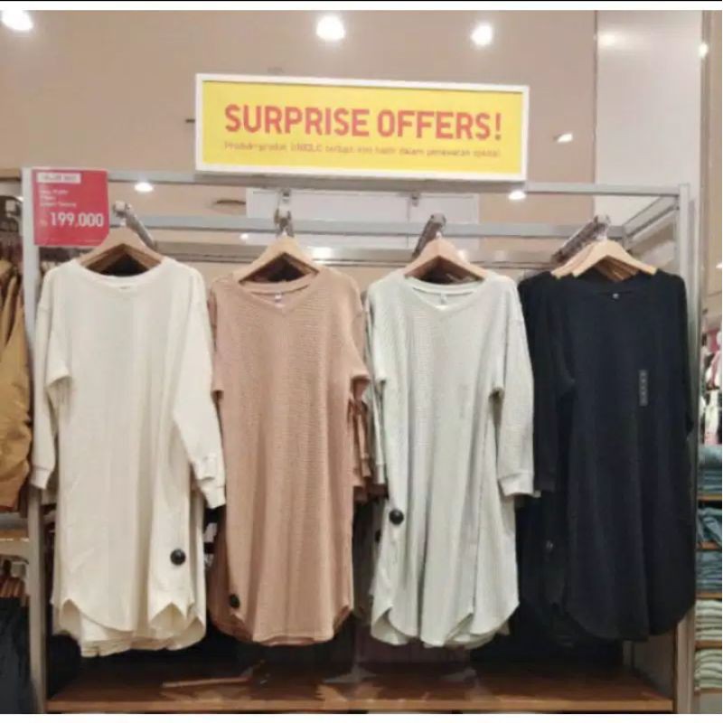SALE  UNIQLO WOMEN,  GAUN WAFFLE LENGAN PANJANG