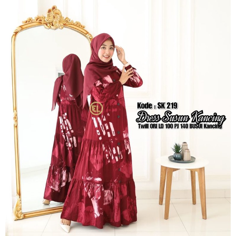Dress Susun Kancing Original Twill Elzhaf