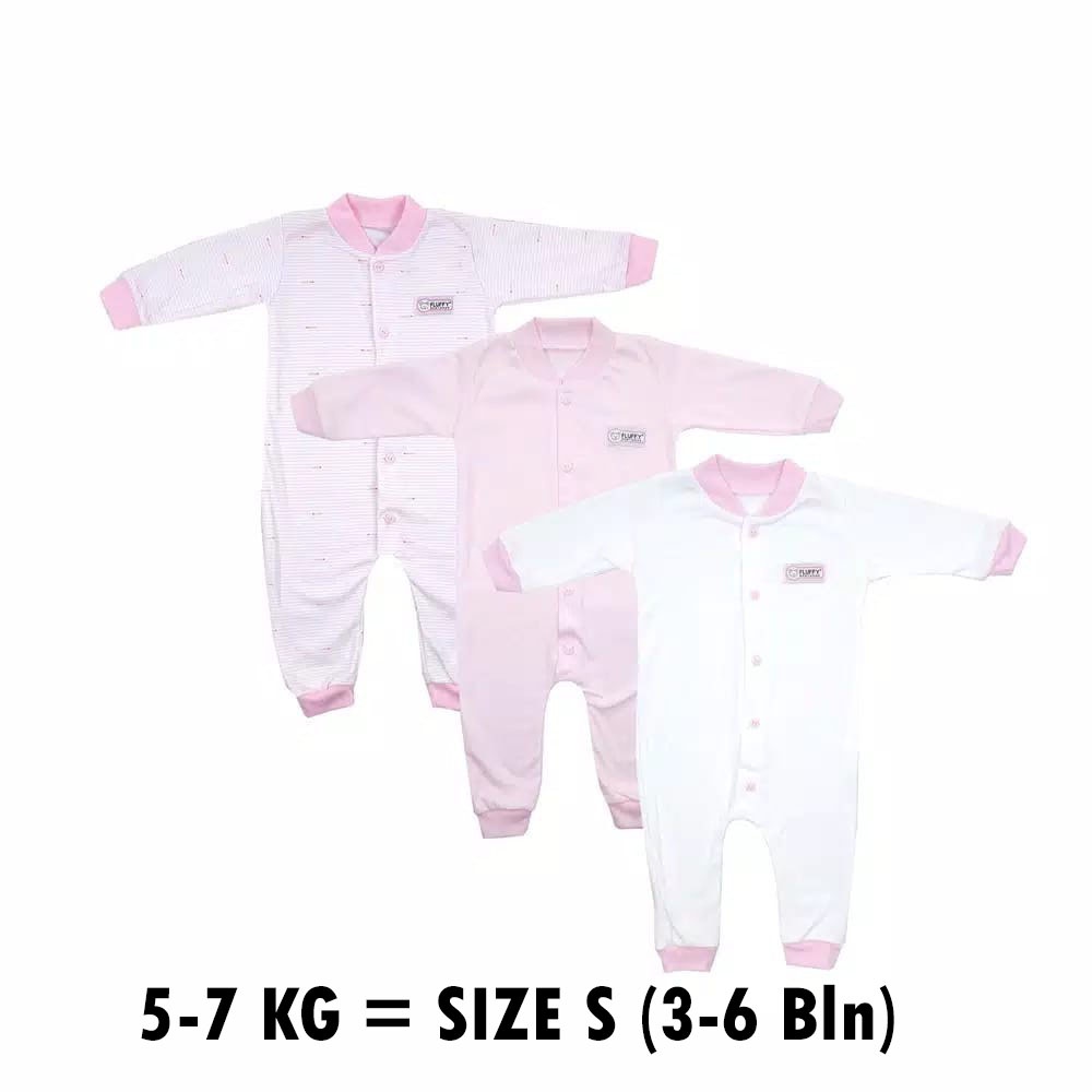 FLUFFY Paket Original Lengkap Baju Bayi (0-3 Bln) Perlengkapan Baru Lahir & Kado Bayi SNI-SS FLUFY PINK Size S