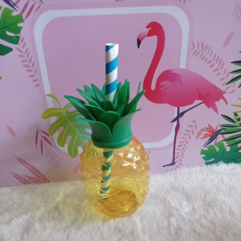 Tumbler Tempat minum anak unik nanas strawberry dan unicorn-Nanas kuning