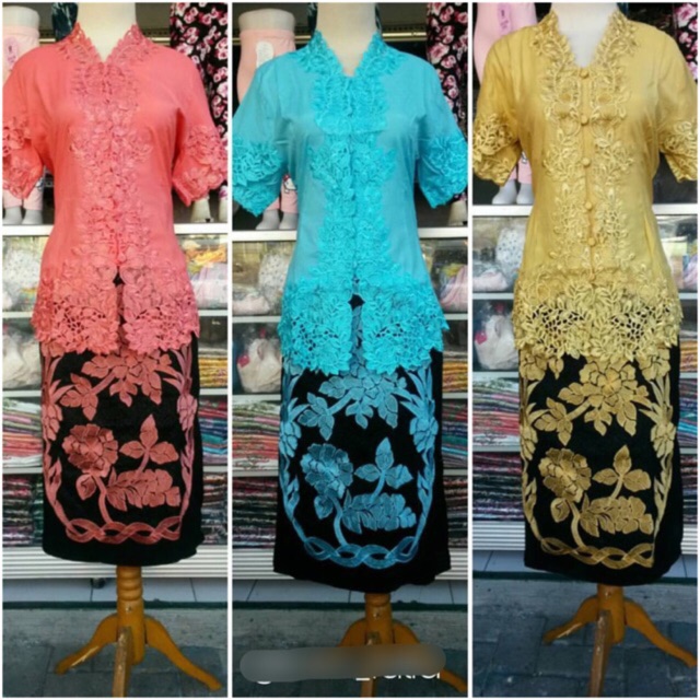 Setelan kebaya+ rok lilit bordir pendek