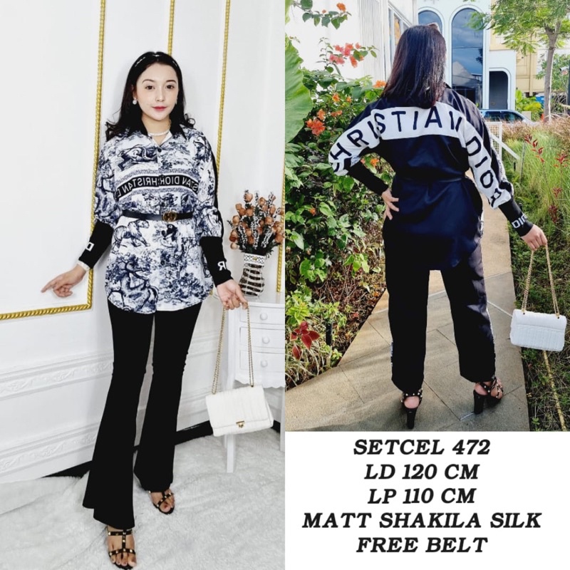 SETCEL DIO ( kemeja + kulot )-COMBI ABS WHITE