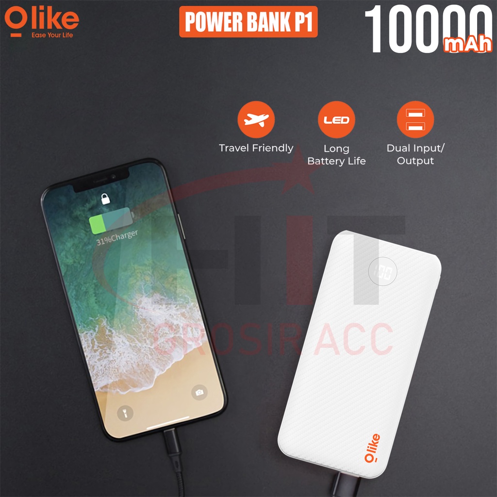 Powerbank Olike Dual USB Port 10.000 mAh LED Display Fast Charging P1