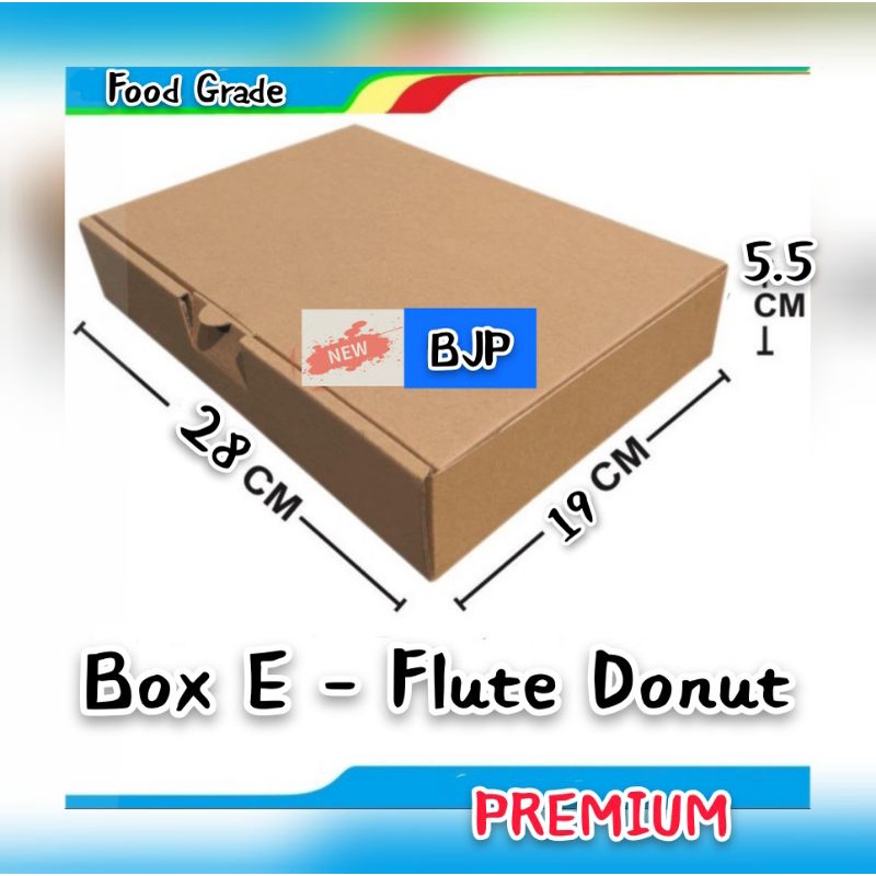 

[ 12 Pcs ] BOX E ~ FLUTE DONUT uk 28 x19 x5.5 cm hampers brown ~ FOOD GRADE