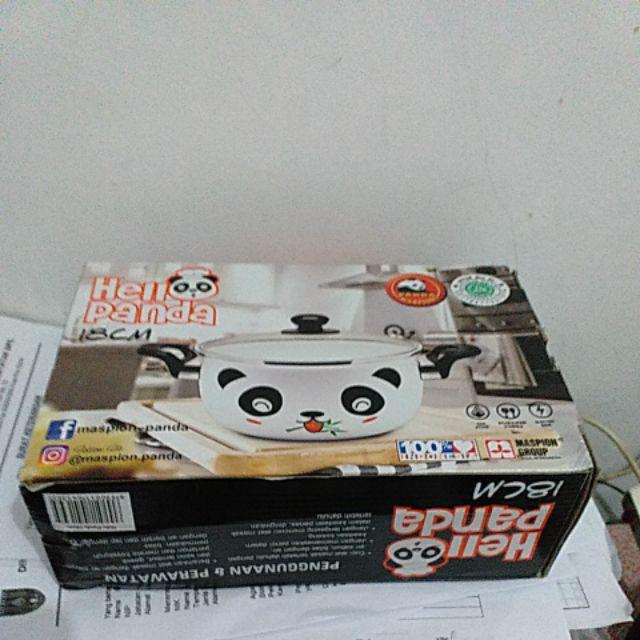 Panci Enamel Maspion Hello Panda 18 Cm / Panci Serbaguna