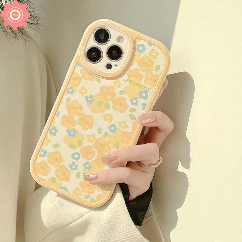 Lensa Oval Soft TPU Case Redmi 12C 9A 10 9 10C 9C NFC Redmi Note 11Pro 9Pro 11 10 11s 10s 9s Note9 8 10Pro Plus Max Mi POCO M3 POCO X3 NFC Pro INS Yellow Flower Shockproof Cover