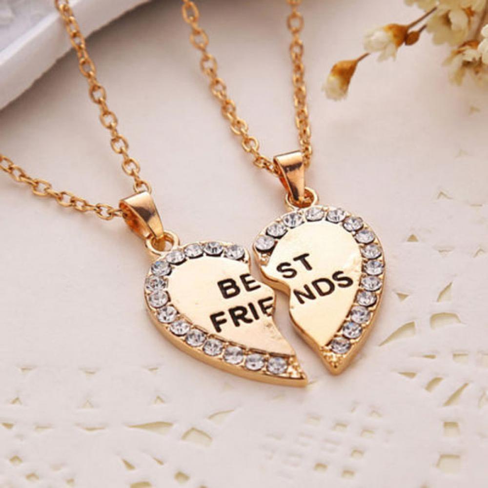 PINEAPPLE 2PCS Bff Necklace Fashion Rhinestone Silver / Gold Plated Friendship