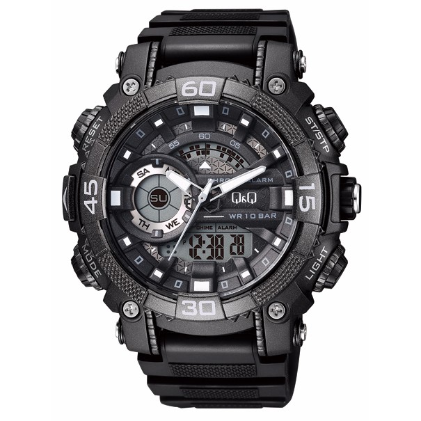 Q&Q QQ Analog Digital Jam Tangan Pria Hitam GW87J001Y Original