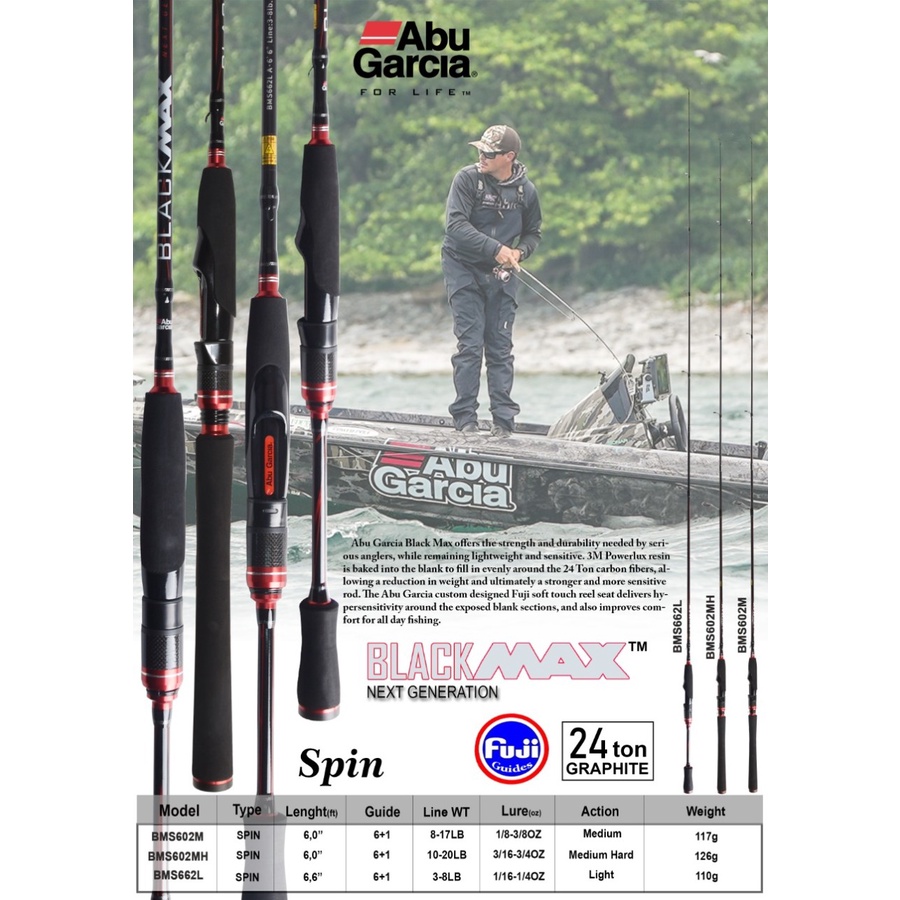 Jual Abu Garcia Blackmax Spinning Rod Bms M Mh L Joran Carbon