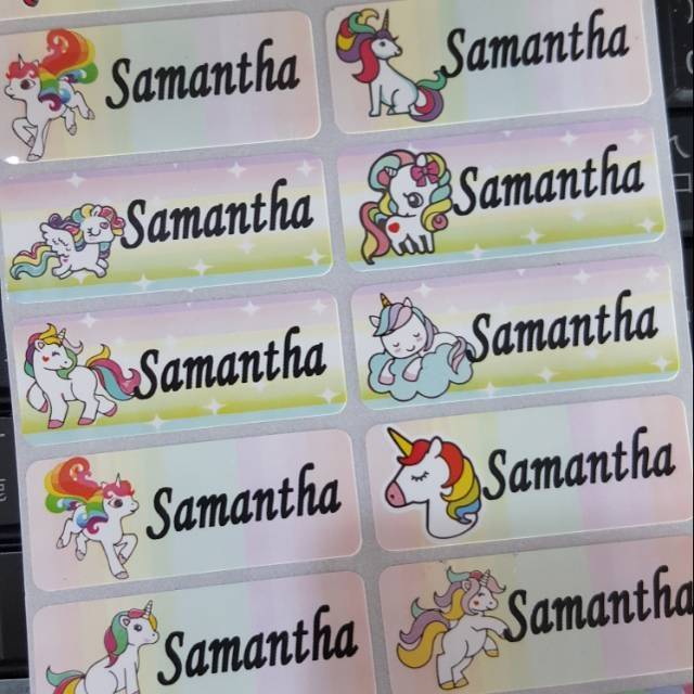 

label nama UNICORN stiker tahan air label poni
