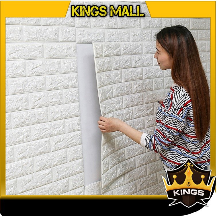 KINGS H719 Wallpaper Dinding Foam 3D Motif Batu  Bata  