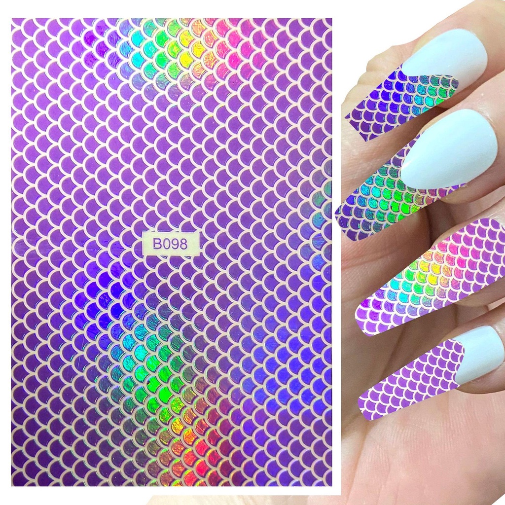 AUGUSTINA Agustin 3D Nail Art Sticker Set DIY Fashion Hologram Garis Desain Kerut Laser Dekorasi Kuku Perekat Diri Melubangi Patch Kuku