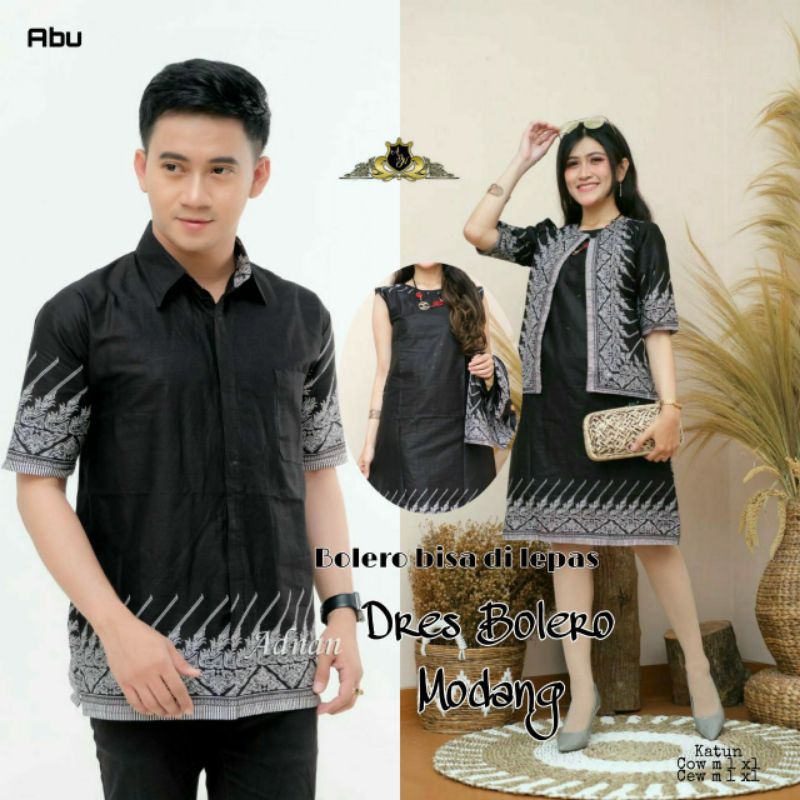 GROSIR BATIK COUPLE CP DRESS BOLERO MELIA