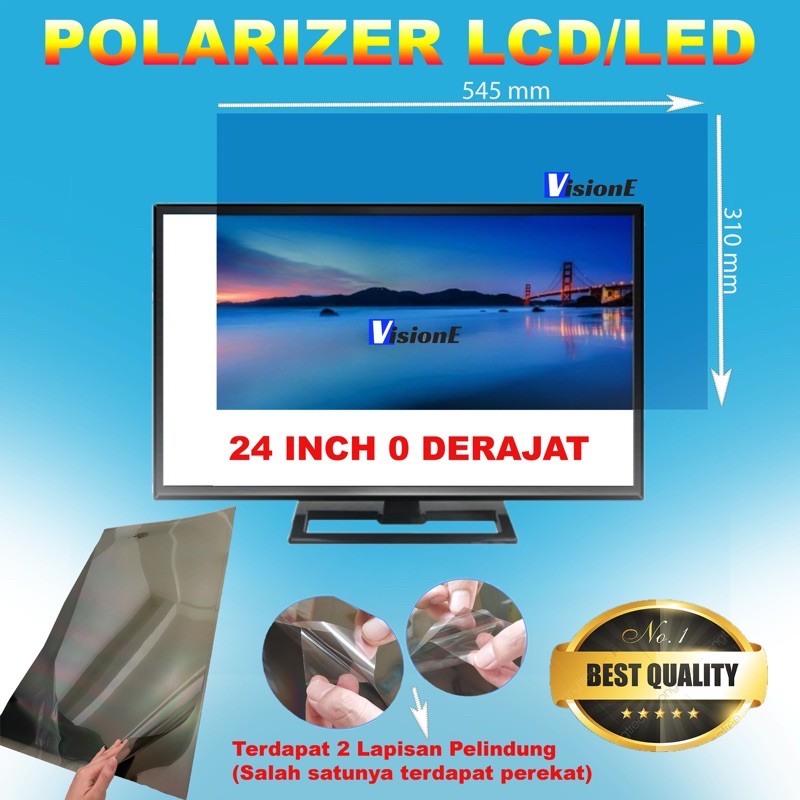 Polariser LCD LED 24 inch 0 derajat bagian luar plastik polarizer 24 inch luar polaris lcd 24 inch polarized lcd