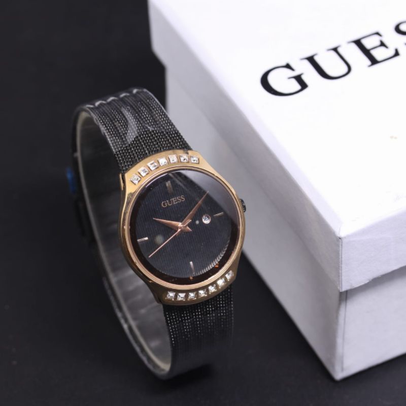 (E)JAM TANGAN WANITA GUESS NEW COLLECTION FASHION WANITA TALI RANTAI PASIR PREMIUM RING KOMBI DIAMON