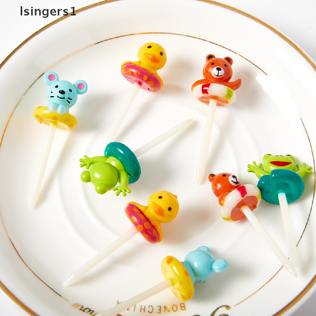 (lsingers1) 8pcs / Set Garpu Buah / Kue / Makanan Desain Hewan Kartun Untuk Meja