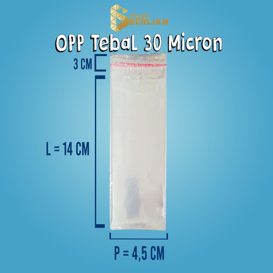 

4,5 X 14 cm Plastik OPP TEBAL 30 MICRON (100 lbr)