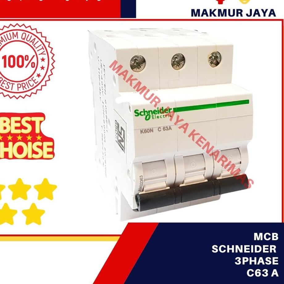 Terbaik MCB 3 Phase K60N 10,16,32,63A schneider/ MCB schneider 3 pas 10,16,32,63A ..