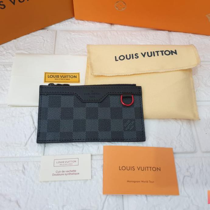 Cantik Dompet Kartu Card Holder Pria Lv Grafhite Mirror Diskon