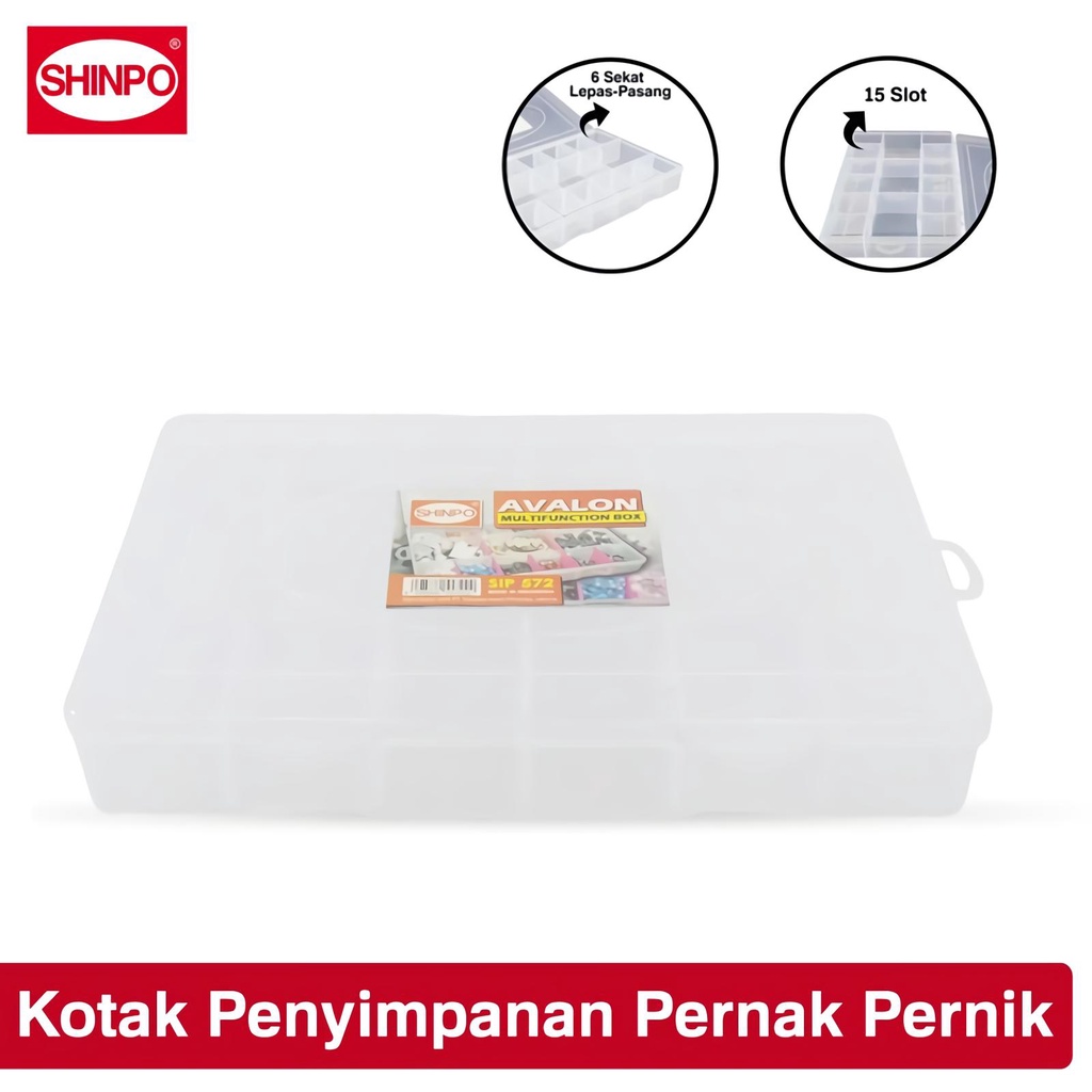 

SHINPO Kotak Penyimpanan Pernak Pernik Serbaguna 15 Slot Avalon Multifunction Box SPO-SIP-572 Clear